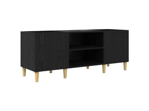 Meuble à vinyles, meuble de rangement salon 121 x 38 x 48 cm bois d'ingénierie chêne noir