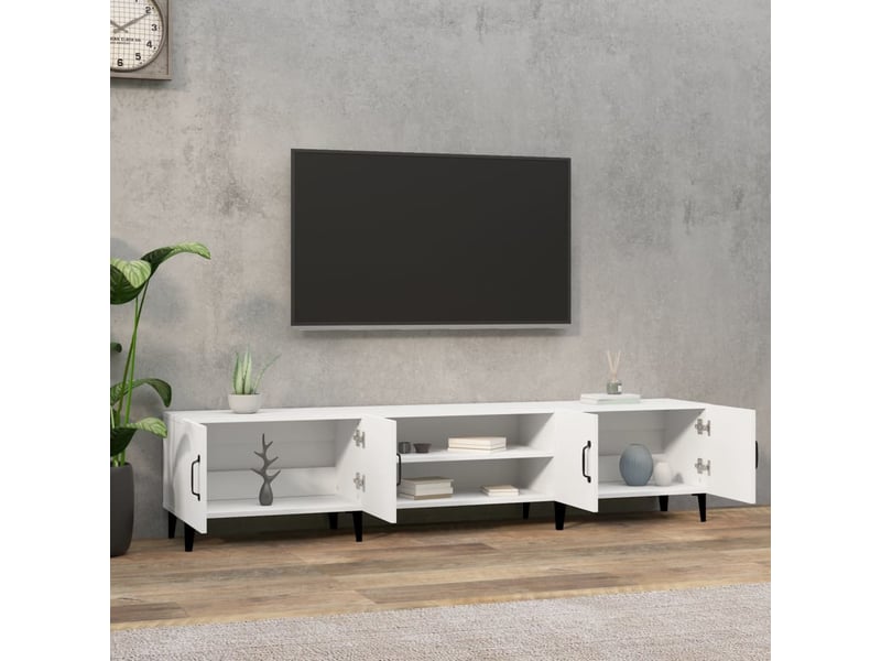  Meuble tv - banc tv - meuble de rangement blanc 180x31,5x40 cm bois d'ingénierie  - Conforama C
