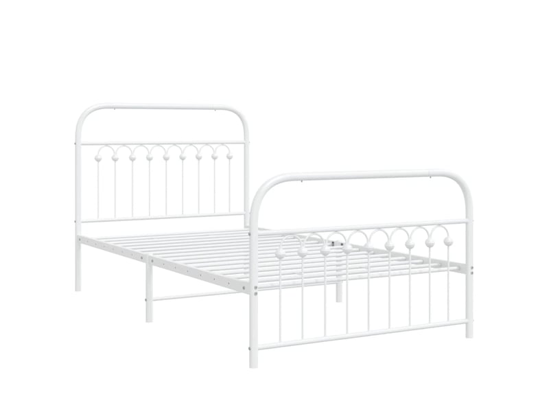  Lit simple- lit adulte -  cadre de lit métal sans matelas et pied de lit blanc 100x200 cm  - Conforama B