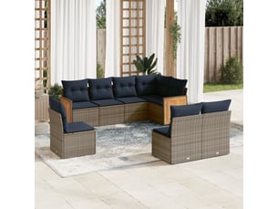Vidaxl ensemble de canapé de jardin 8 pcs avec coussins gris résine tressée