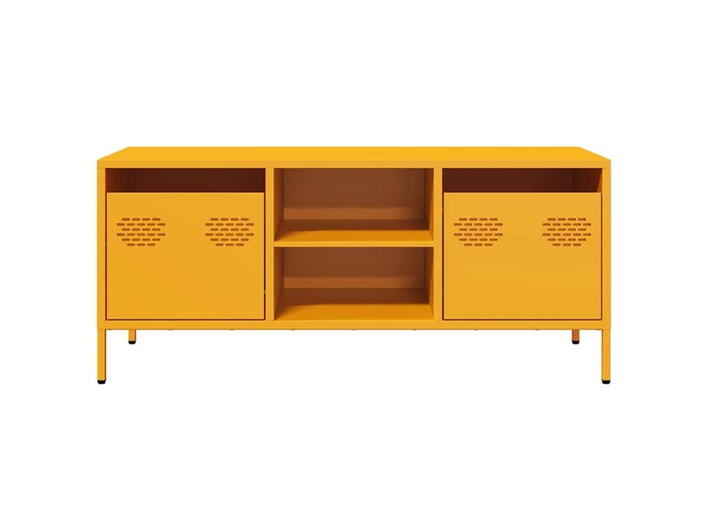  Meuble tv - banc tv - meuble de rangement jaune moutarde 101,5x39x43,5 cm acier laminé à froid  - Conforama D