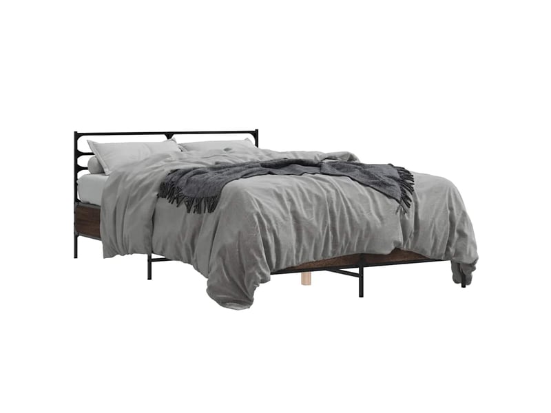  Lit double- lit adulte -  cadre de lit sans matelas chêne marron 135x190 cm  - Conforama A