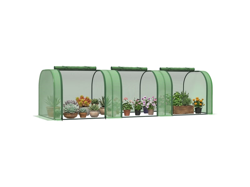  Mini serre de jardin serre à tomates 3l x 1l x 0,8h m acier pe haute densité 140 gm² anti-uv 3 fenêtres vert  - Conforama A