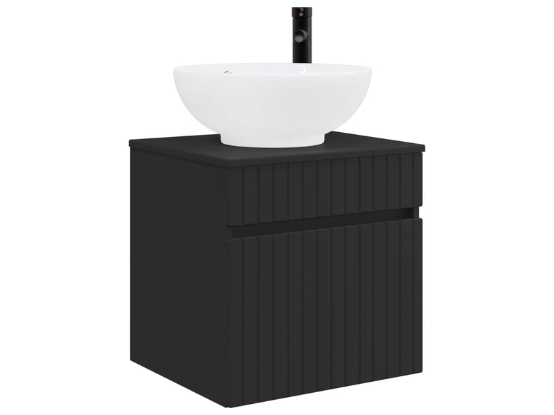 Meuble de lavabo mural, rangement salle de bain noir 49x44.5x66.5 cm - Conforama A