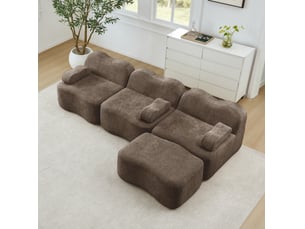 Canapé d'angle modenvie modulable en l 3 places 288 x 167 x 70 cm en velours marron