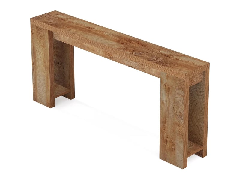  Console rustique avec étagère ouverte et structure stable pour entrée et salon en bois aggloméré marron 160 cm  - Conforama A