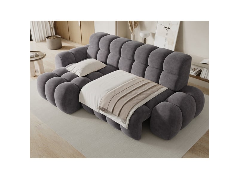  Canapé d'angle convertible bulla 3 places gris – tissu effet alcantara avec extension d'assise électrique  - Conforama E