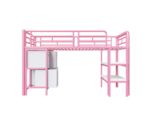 Lit mezzanine 90x200 cm coloris rose