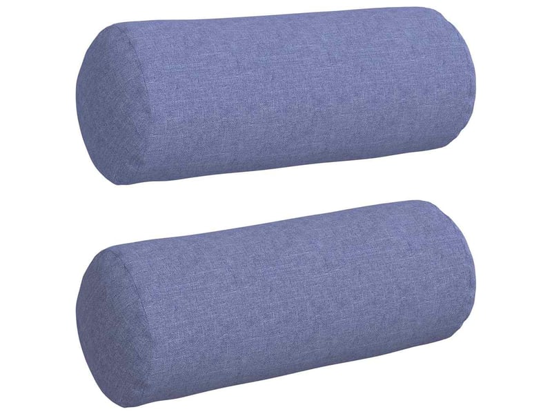 Lot de 2 coussins d'accent, coussins décoratifs, coussins lombaires tissu bleu denim ø 15 x 40 cm cf56684 - Conforama A