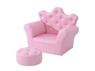 Canapé de jeu enfant rose, sofa princesse avec ottomane, mini canapé, coin détente, chambre et salle de jeux