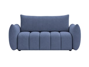 Canapé droit convertible CASANOVA 2 places Velours côtelé bleu avec coffre de rangement