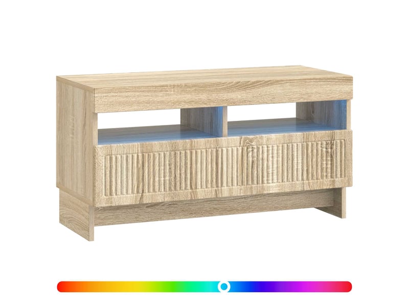 Meuble tv - banc tv - meuble de rangement led chêne sonoma bois d'ingénierie  - Conforama C