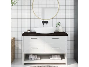 Comptoir de salle de bain, plan de travail marron foncé bois massif traité cf65873