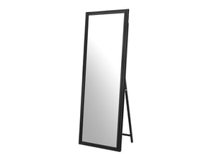 Miroir sur pied 160 x 50 cm – noir – cadre en bois, support métal inclinable et image claire, format pleine hauteur