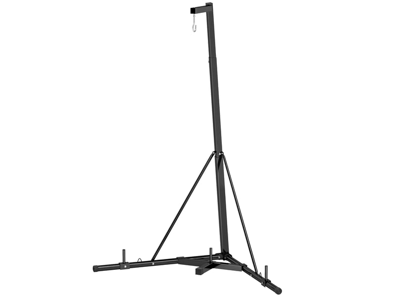  Support de sac de frappe autoportant réglable en hauteur avec base triangulaire, 170 x 90 x 182-225 cm, noir  - Conforama B