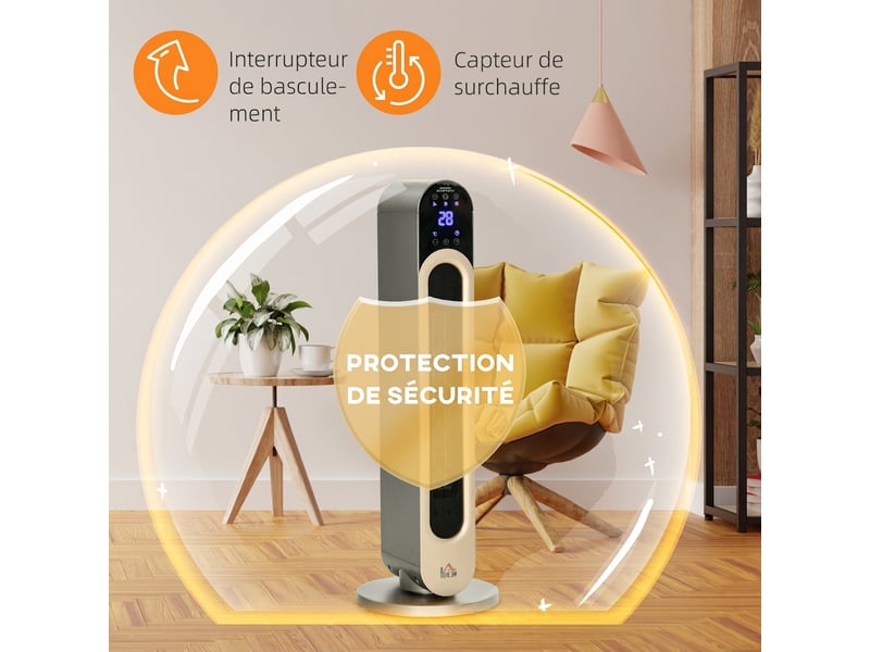 Chauffage soufflant oscillant radiateur céramique ptc 2200w avec télécommande et minuterie noir - Conforama C