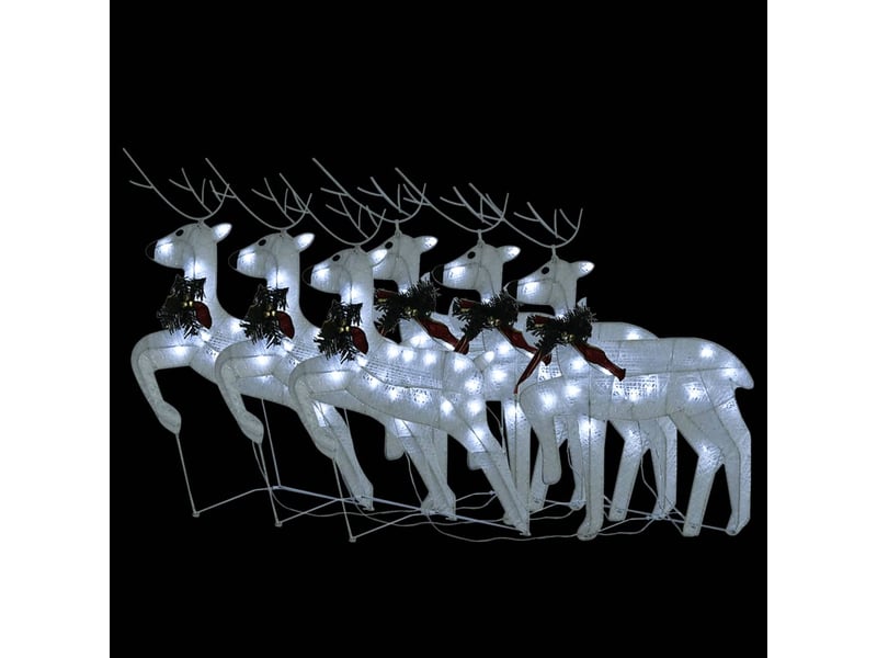  Rennes de noël 6 pcs blanc 120 led  - Conforama C