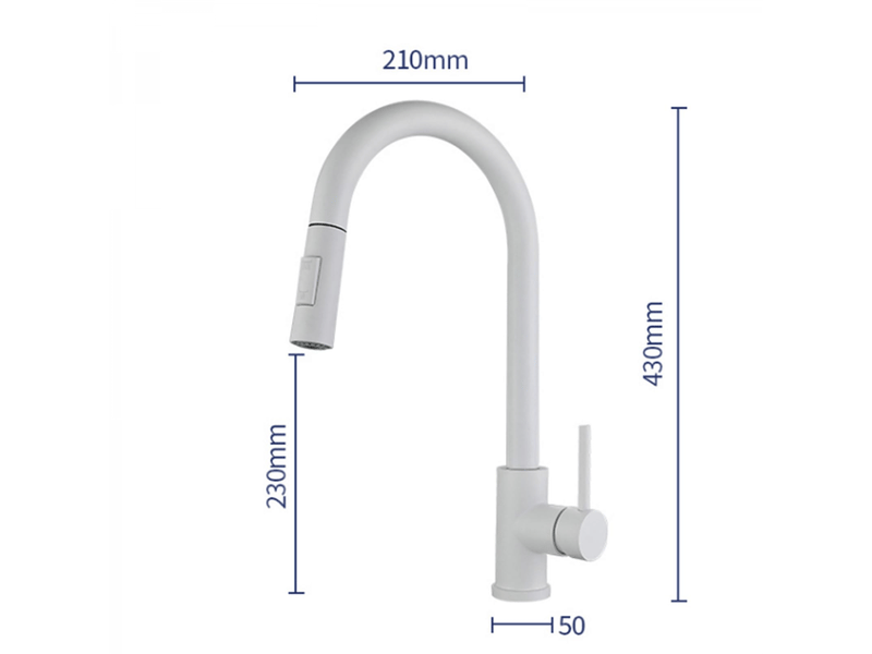  Mitigeur cuisine avec douchette extractible blanc mitigeur de cuisine extractible acier inoxydable-blanc  - Conforama C