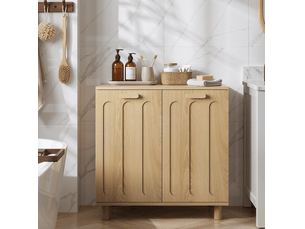 Panier à linge inclinable 66x35x67 cm, grand bac à linge amovible et poignées, armoire de rangement, mdf, couleur chêne