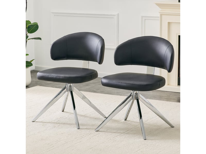  Chaise pivotante,54,5x50,5x77 cm,avec rotation à 360°,pu,noir  - Conforama B