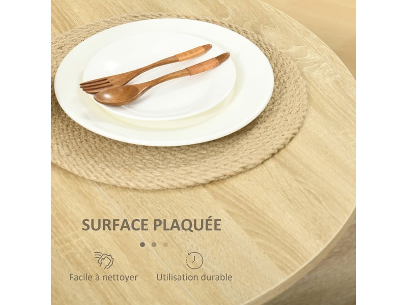 Table pliable de cuisine salle à manger 2 abattants - table ovale extensible - en bois chêne - Conforama E