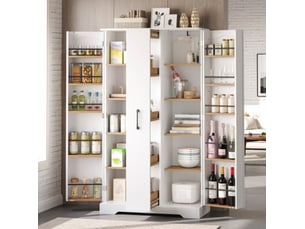 Buffet de cuisine 150x78x40 cm blanc en mdf avec rangement à épices
