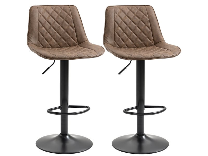 Lot de 2 tabourets de cuisine hauts à hauteur réglable et assise pivotante, 46,5 x 51 x 86-106 cm, marron  - Conforama A