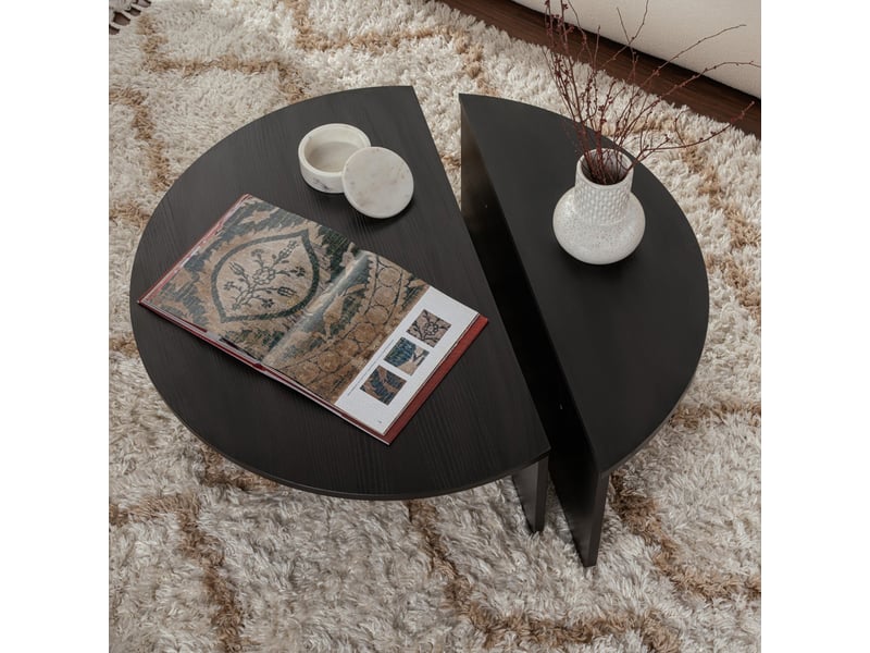  Table basse ronde couleur bois noir d90 cm  - Conforama E