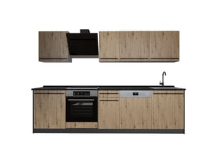 Vicco cuisine, chêne artisananthracite, 280cm plan de travail anthracite