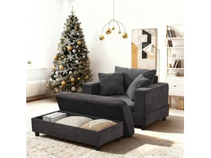 Méridienne 107x74x57 cm avec repose-pieds et rangement bois gris
