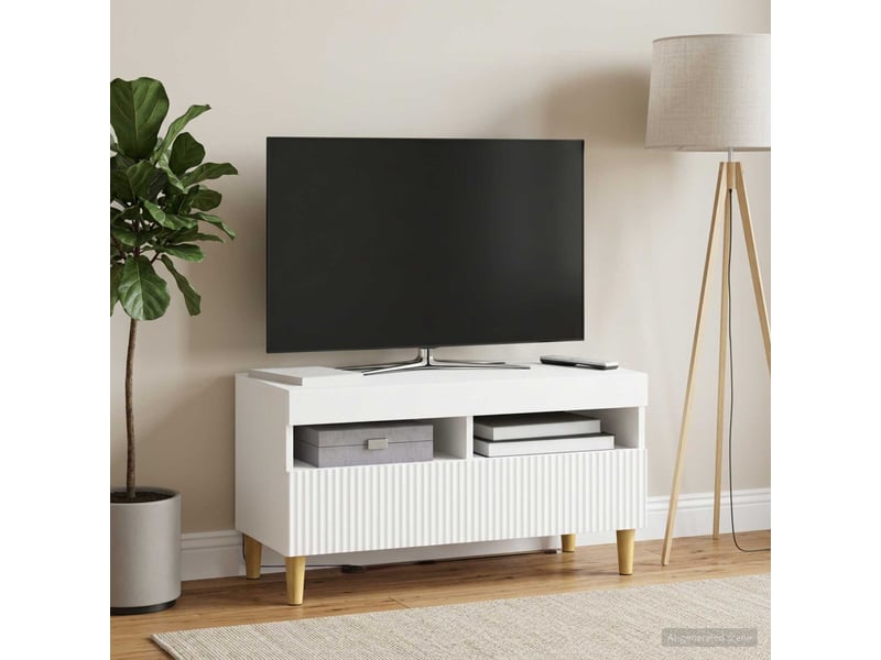 Meuble tv - banc tv - meuble de rangement led blanc bois d'ingénierie - Conforama D
