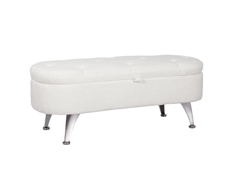  Banc coffre tcqpz 114 x 47 x 46,5 cm rangement 51 l polyester blanc métal  - Conforama A