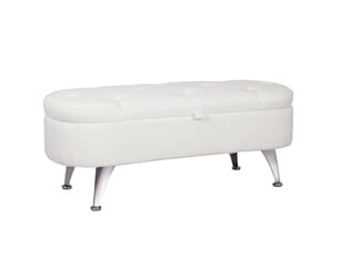 Banc coffre tcqpz 114 x 47 x 46,5 cm rangement 51 l polyester blanc métal