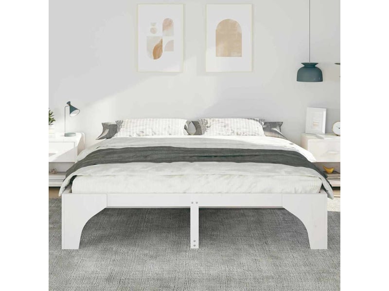  Lit double- lit adulte -  cadre de lit blanc 200 x 200 cm pin massif  - Conforama B