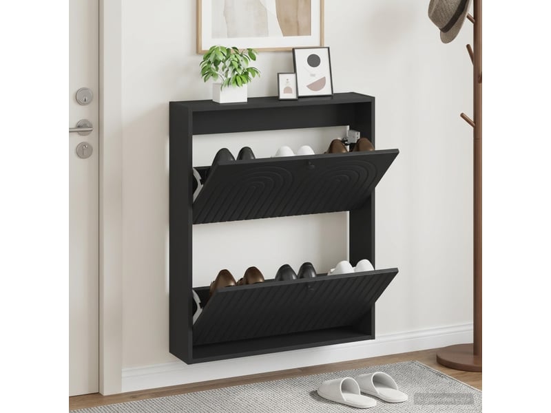  Meuble à chaussures mural, armoire à chaussures alkmaar 71x17x86 cm noir  - Conforama B