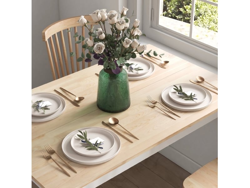  Table à manger 120 x 75 cm style campagne, 4 personnes, structure en bois de pin, naturel  - Conforama D
