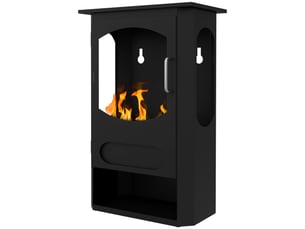Cheminée bioéthanol sur pied noire à flamme réelle, brûleur 1,2 l, 43 x 25 x 68 cm