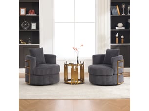 Fauteuil fixe pivotant <strong>OKMYHOME</strong> <strong></strong> Velours côtelé gris vendu Par paire