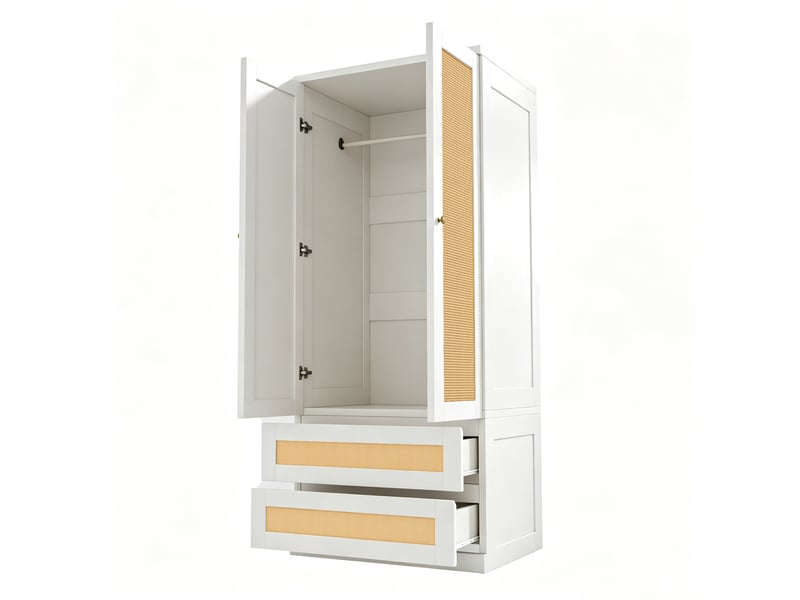  Armoire modenvie 2 portes 70 x 55 x 170 cm avec 2 tiroirs blanc  - Conforama A