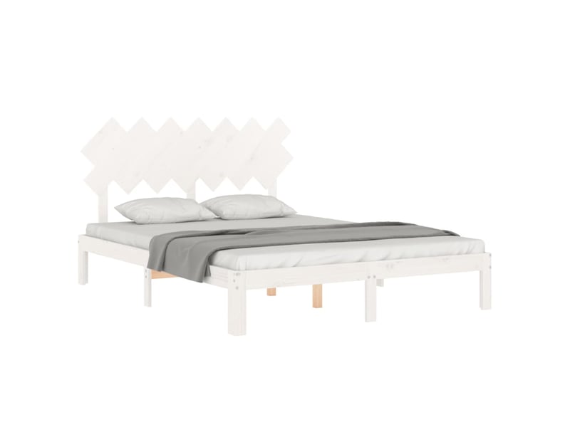  Lit double- lit adulte -  cadre de lit sans matelas blanc 140x200 cm bois de pin massif  - Conforama C