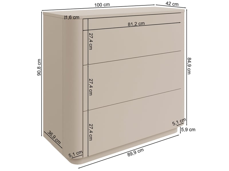 Selsey luvio - commode - 100 cm - cachemire Luvio - Conforama E
