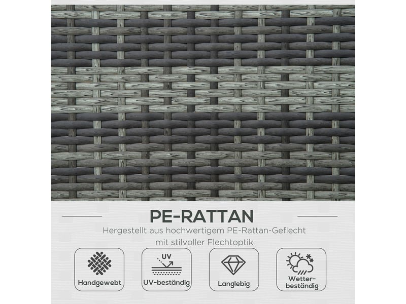  Bain de soleil 200x120x30, transat double, dossier 5 positions, coussin confortable, métal et pe rotin, résistant à l'eau  - Conforama D