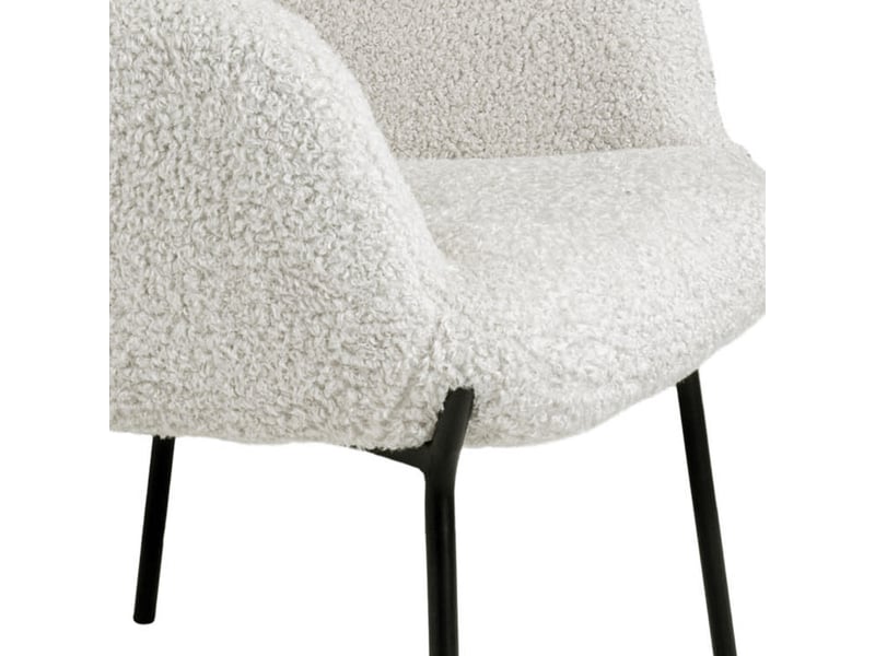 Boris-fauteuil vintage en tissu bouclé écru  - Conforama D