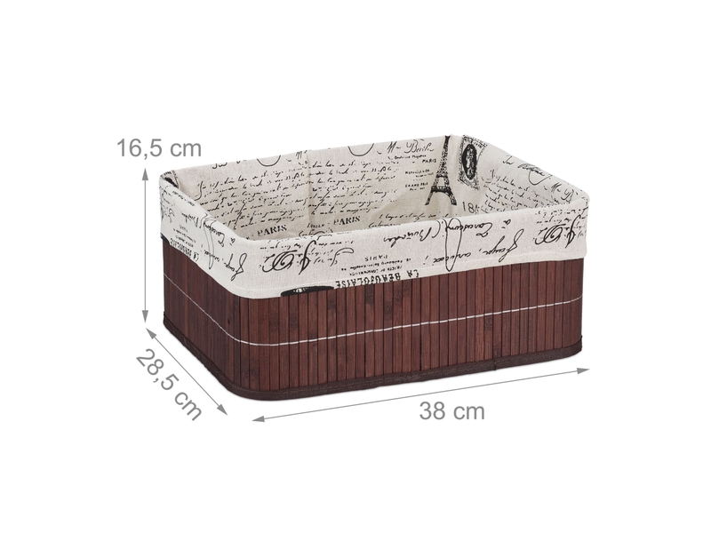  Panier de rangement pliable salon salle de bain 16,5 x 38 x 28,5 cm en bambou beige 13_0010067  - Conforama B