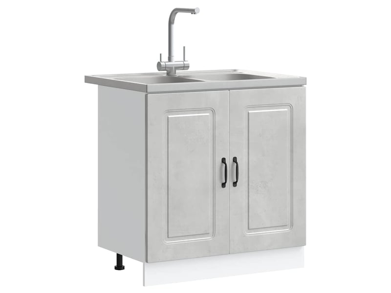  Meuble de rangement, armoire de cuisine kalmar gris béton 80x46x81,5cm  - Conforama C