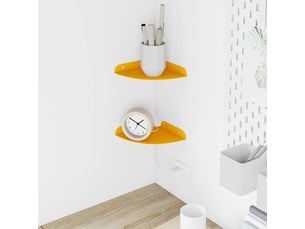 Lot de 2 étagères flottantes d'angle, étagères murales jaune moutarde 15 x 15 x 2 cm cf41645
