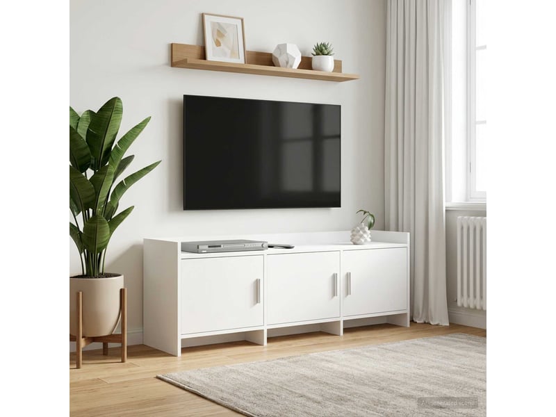  Meuble tv - banc tv - meuble de rangement 130 x 33 x 47 cm blanc bois d'ingénierie  - Conforama B