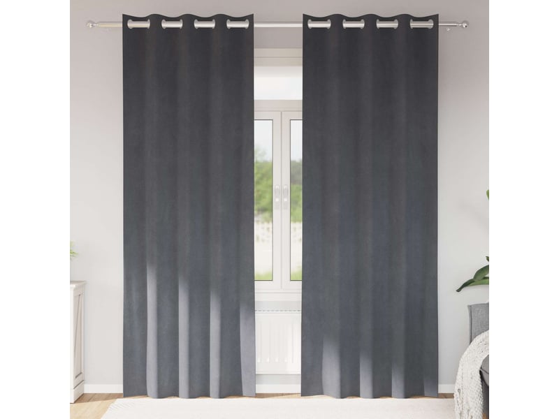  Lot de 2 rideaux, rideaux de fenêtre gris clair 140 x 245 cm velours cf44052  - Conforama B