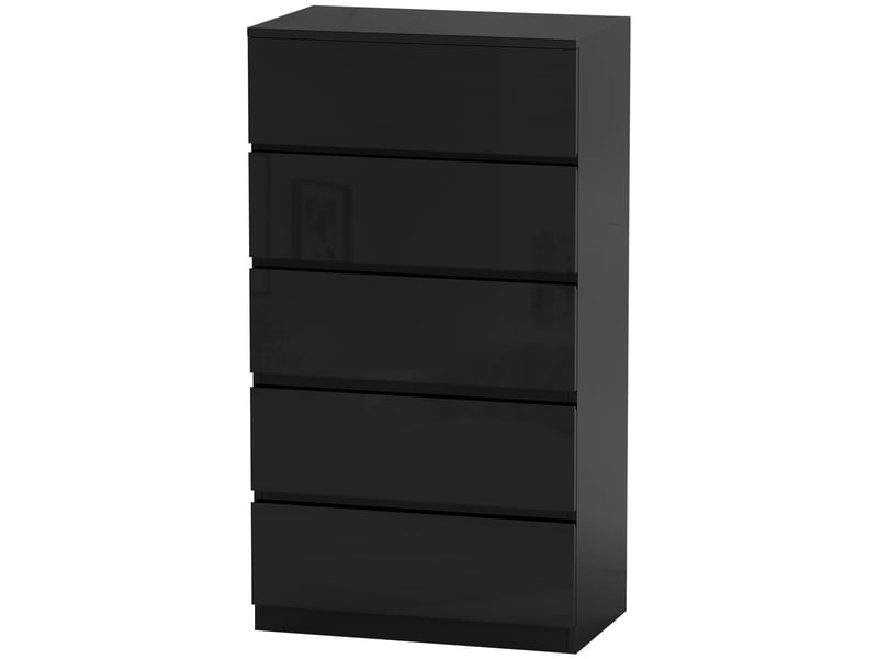  Commode en bois à 5 tiroirs, meuble de chambre moderne et multifonctionnel, 55 x 34 x 100 cm, noir  - Conforama B