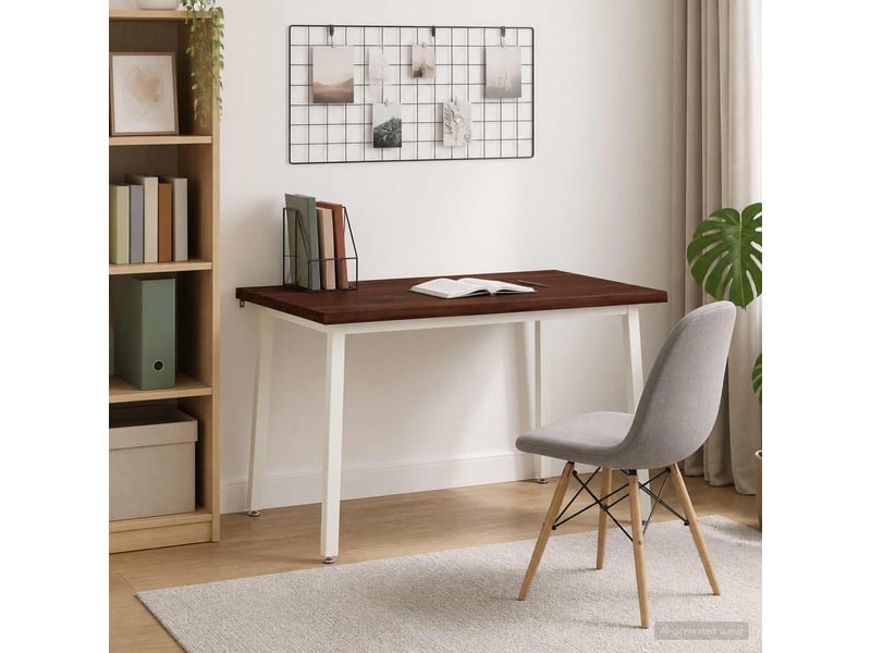  Table à manger moderne 110x55x75 cm bois d'acacia massif marron foncé et blanc shl64689  - Conforama B